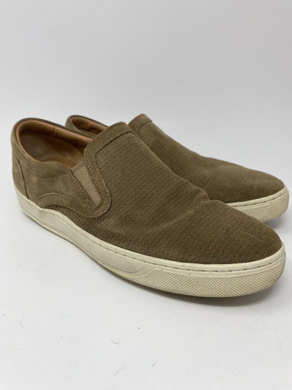 Vince Ace Suede Sneakers Shoes Mens 7M Brown Flint Slip On Perforated